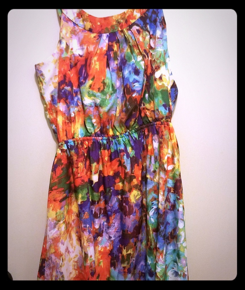 JFW fall dress in orange ruffles in front